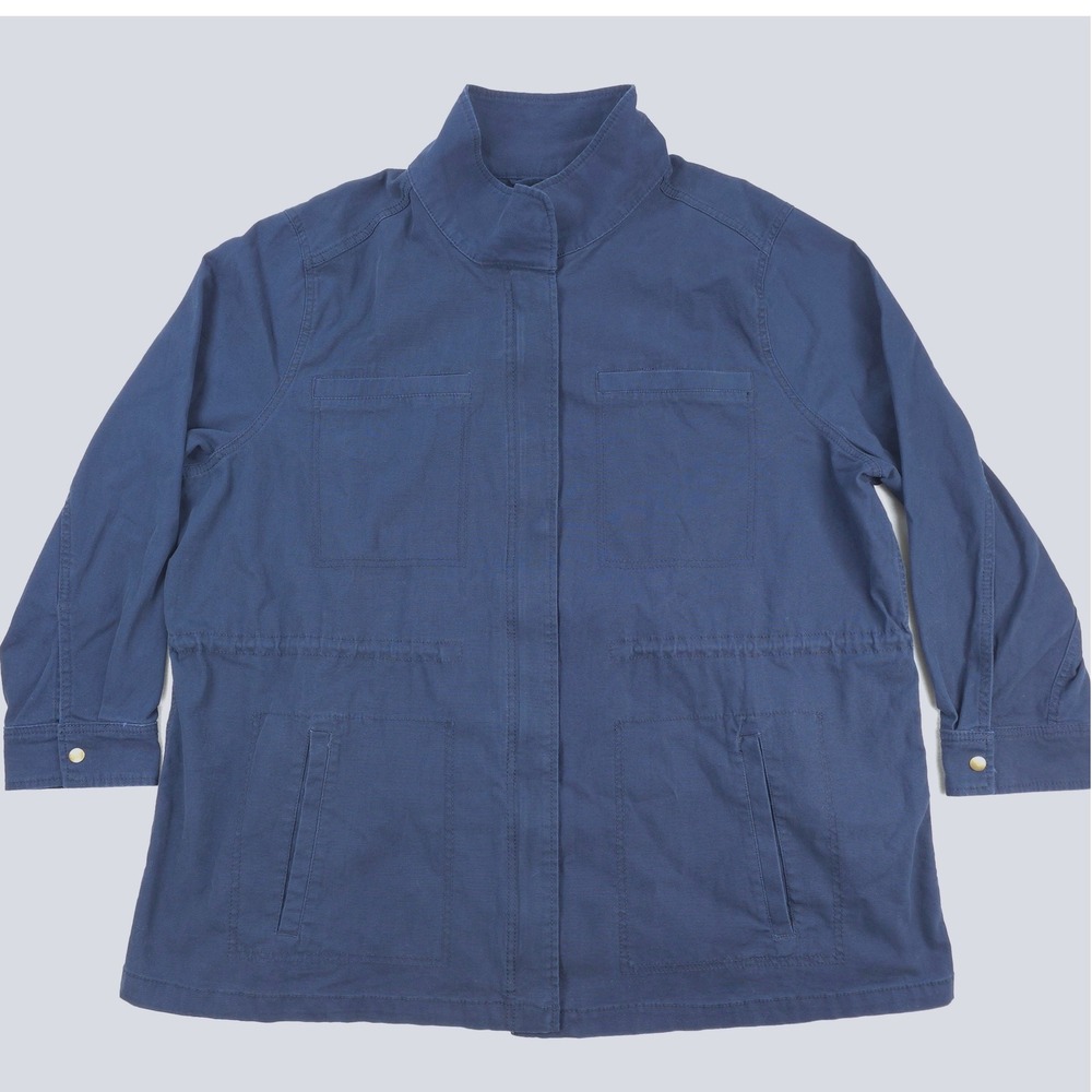 Old Navy Field Jacket Womens 3X Blue Utility Canvas Drawstring Waist Chore Coat